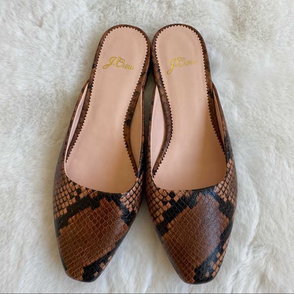 J. Crew Shoes - J. CREW Carolyn Mule Flats Snake Embossed Leather Dry Cinnamon | 6.5